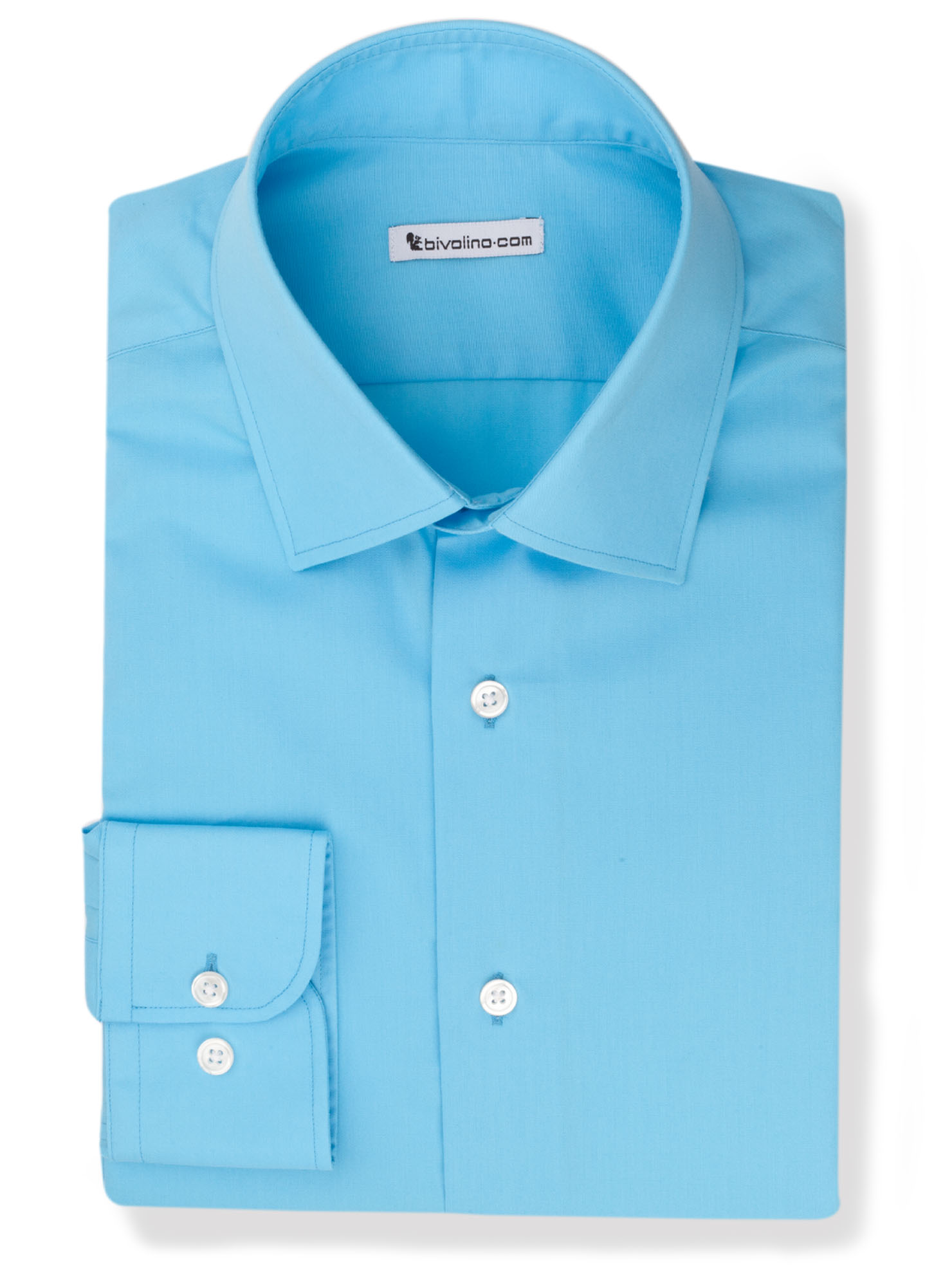 PERFO - Turquoise popeline easy-care overhemd - Brise 3 Top Merken Winkel